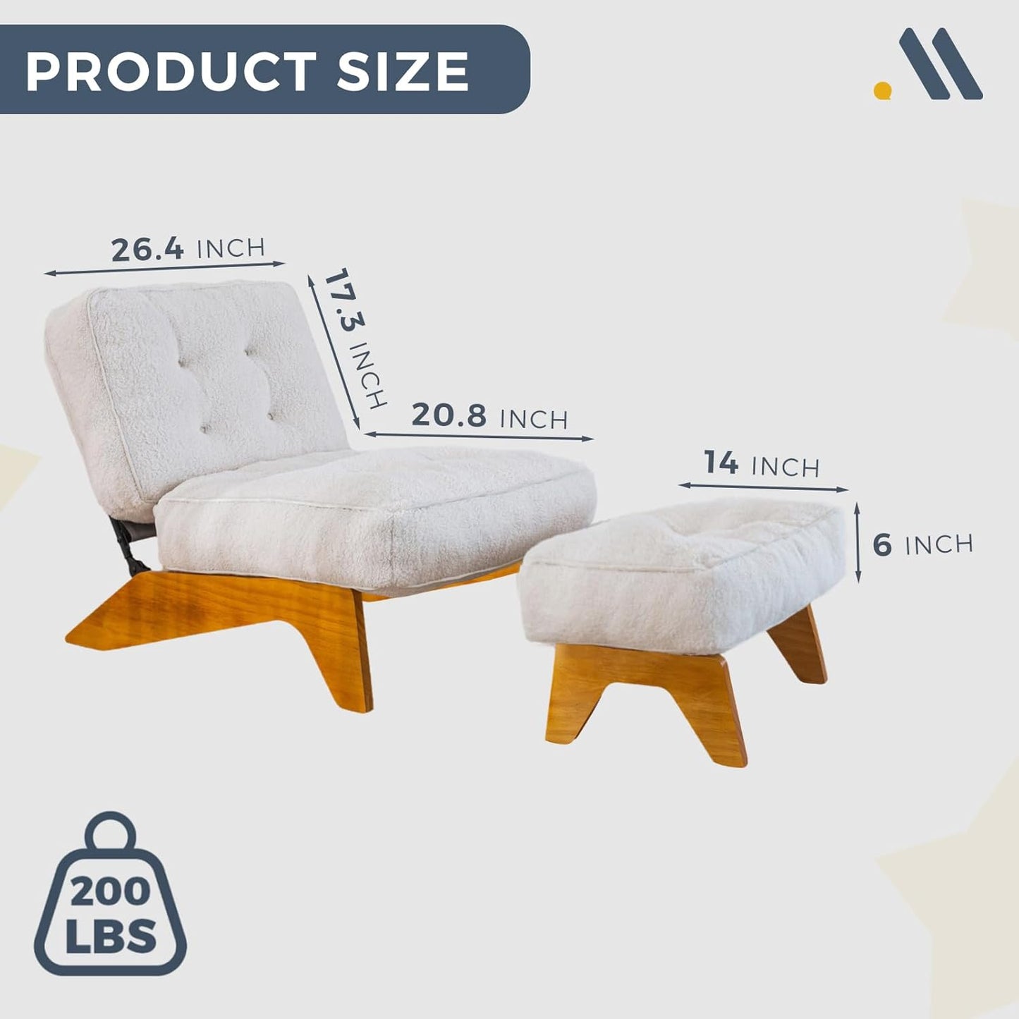 MAXYOYO Adjustable Accent Chair with Ottoman, Thick Cushion Seated Lounge Chair Reclining Chair for Living Room, Cozy Recliner and Footrest Set, Beige