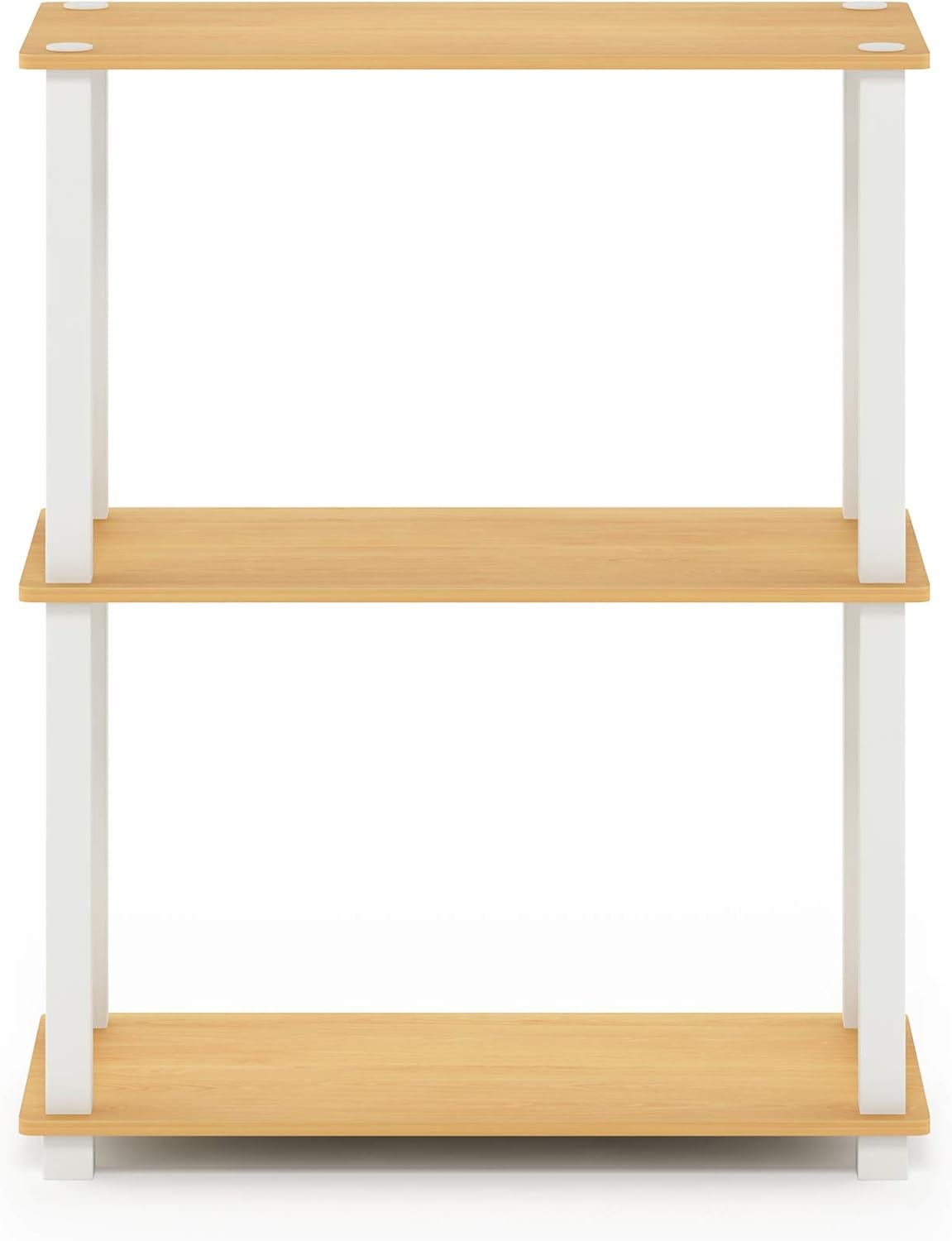 Furinno Turn-S-Tube 3-Tier Compact Multipurpose Shelf Display Rack, Square, Beech/White, 3-Tier Square Tubes