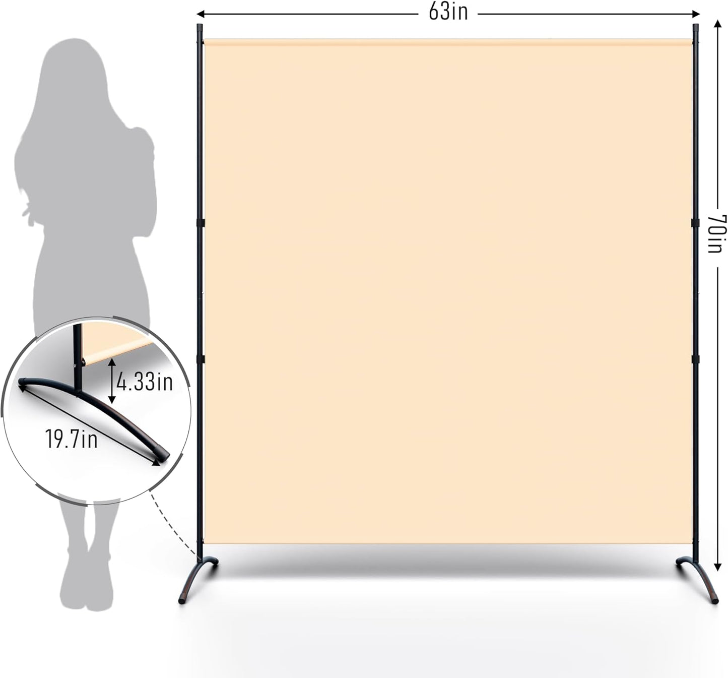 Room Divider Folding Privacy Screens, Portable Room Divider Panel 3 Panel Partition Room Dividers Screen Freestanding Room Partitions and Dividers Fabric Dividers for Room Separation (Beige, 1 Panel)