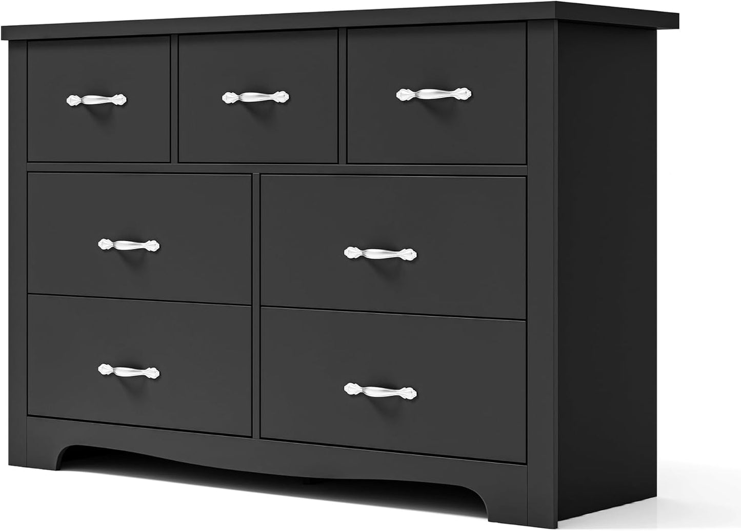 LINSY HOME 7 Drawers Dresser for Bedroom, Wood Bedroom Dresser Modern Drawer Chest, 7 Chest of Drawer, Tall Dresser for Closet, Dressers Organizer for Living Room, Closet, Hallway