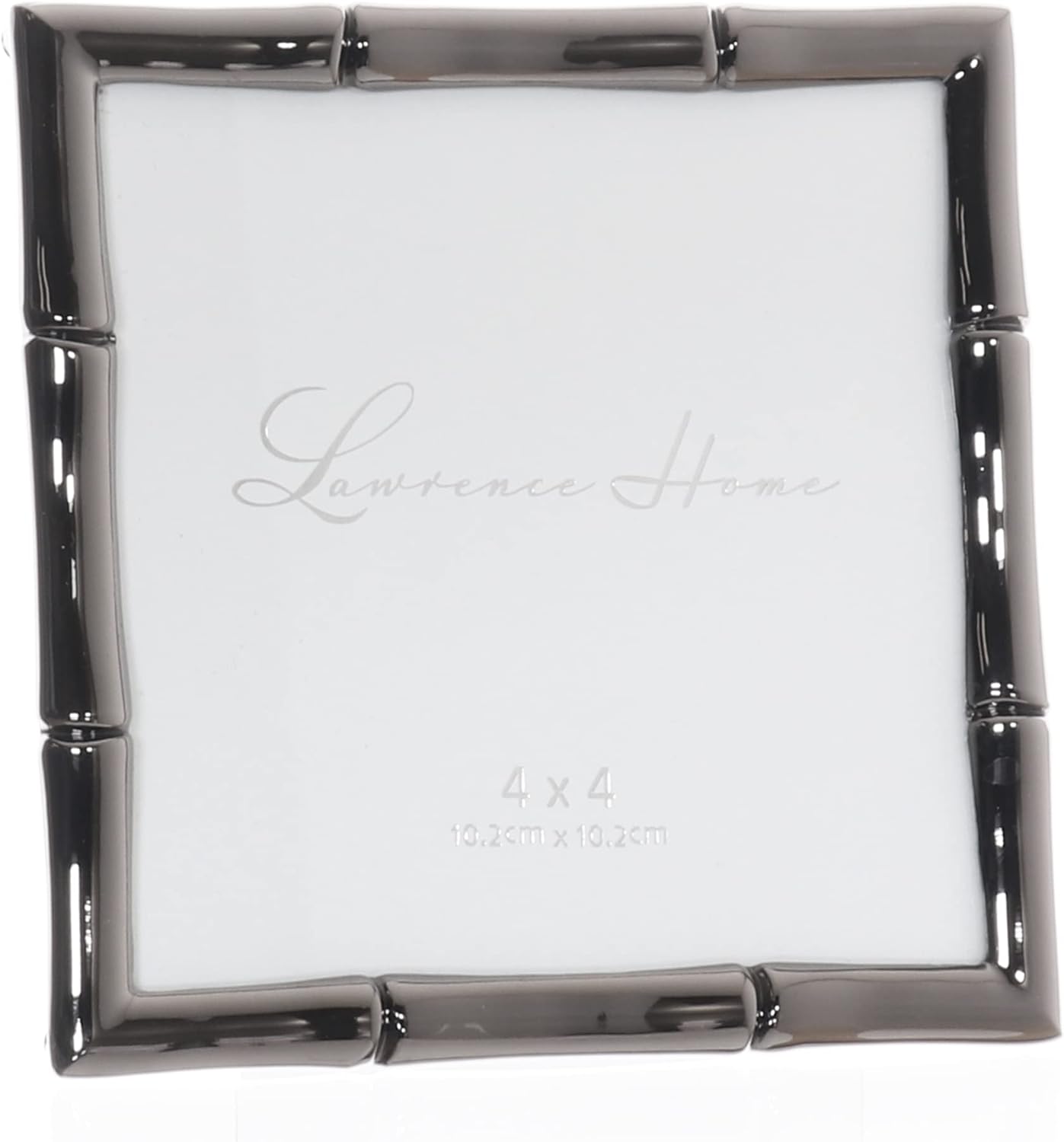 Lawrence Frames 4x4 Black Polished Metal Picture Frame with Bamboo Design