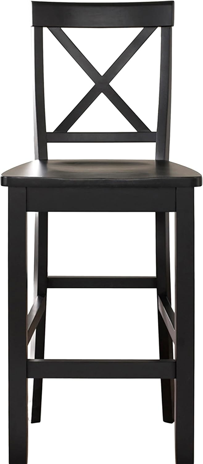 Crosley Furniture X-Back Wood Bar Stools Set of 2, Black, 30-inch