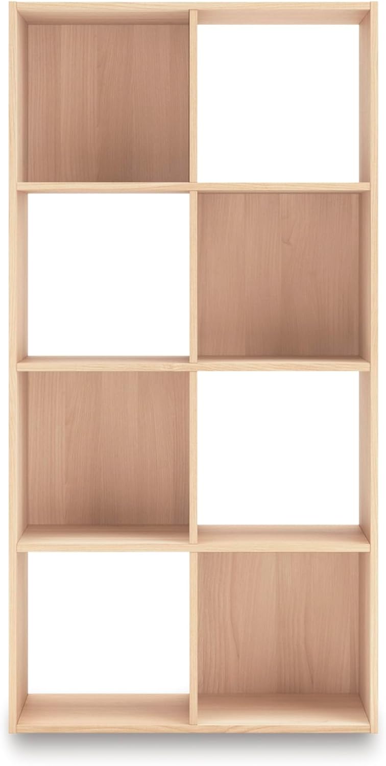 Signature Design by Ashley Piperton Contemporary 4-Tier Floor Standing 8 Cube Organizer for Living Room, Light Brown