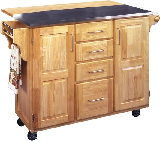 Homestyles General Line Kitchen Cart, 52.5 in. x 18 in. x 36 in, Natural