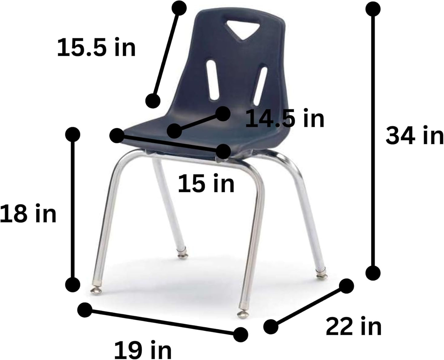 Berries Jonti-Craft 8148JC6112 Stacking Chairs with Chrome-Plated Legs, 18" Height, Navy, Pack of 6