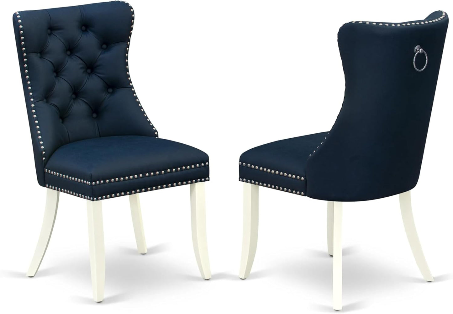 East West Furniture DODA9-LWH-29 9 Piece Dining Set Consists of a Rectangle Kitchen Table with Butterfly Leaf and 8 Polyester Fabric Upholstered Chairs, 42x78 Inch, linen white