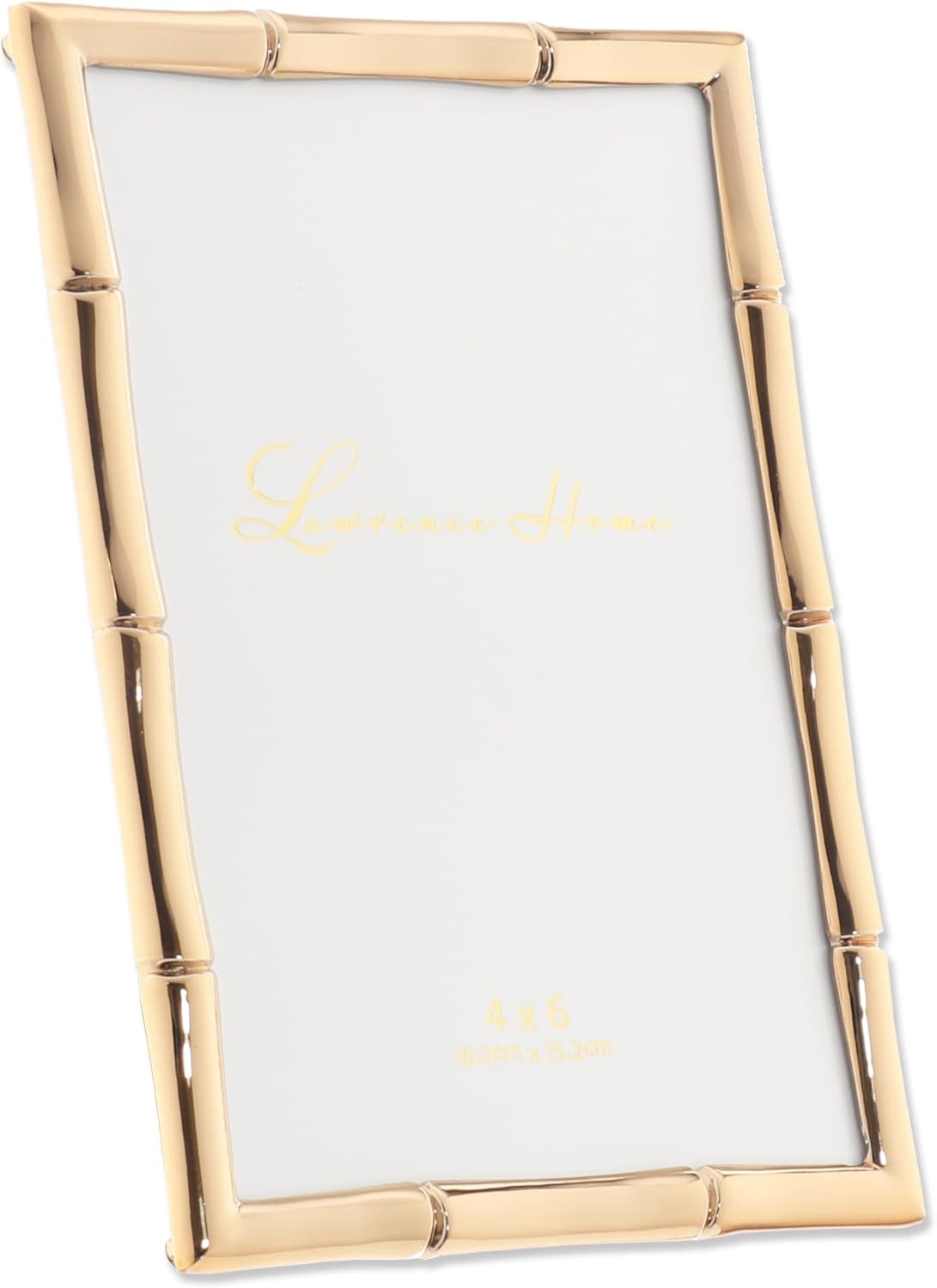 Lawrence 712246 4-Inch W x 6-Inch H Gold Metal Picture Frame with Bamboo Design