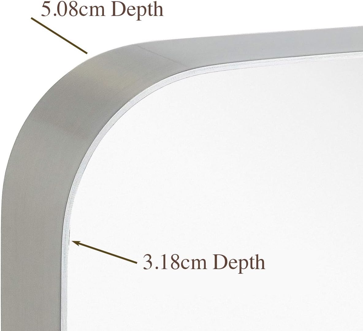 Hamilton Hills 22x30 inch Metal Silver Frame Bathroom Mirror - Brushed Steel Rectangular Rounded Corner Vanity - 2 Inch Deep Set Design - Large Wall Mirror, Hangs Horizontal and Vertical