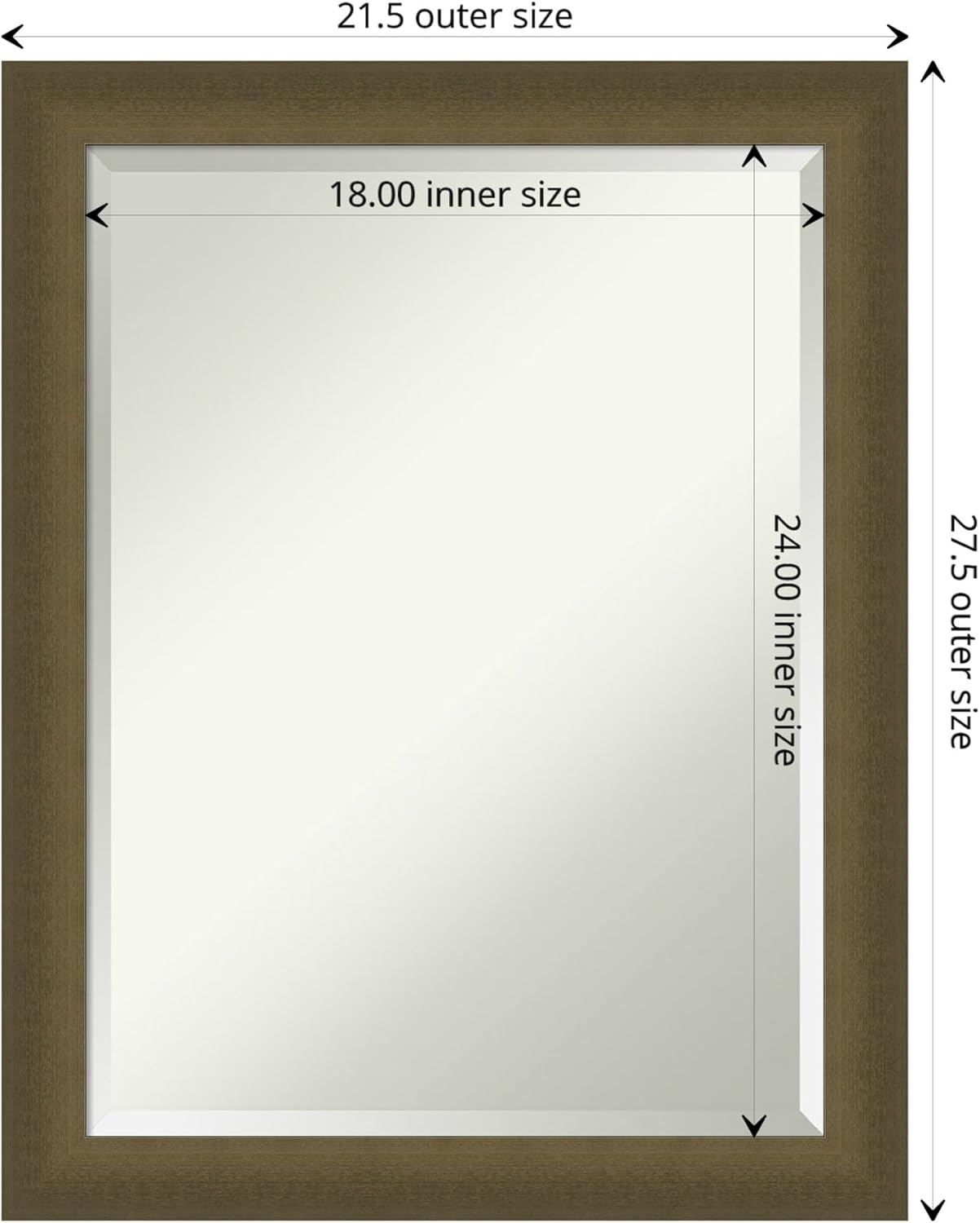 Amanti Art Bronze Bathroom Mirror for Over Sink, 28x22 Blaine Light Bronze Narrow Rectangle Vanity Mirror, Medium Modern Contemporary Frame, Hangs Horizonally and Vertically, Bathroom Wall Decor