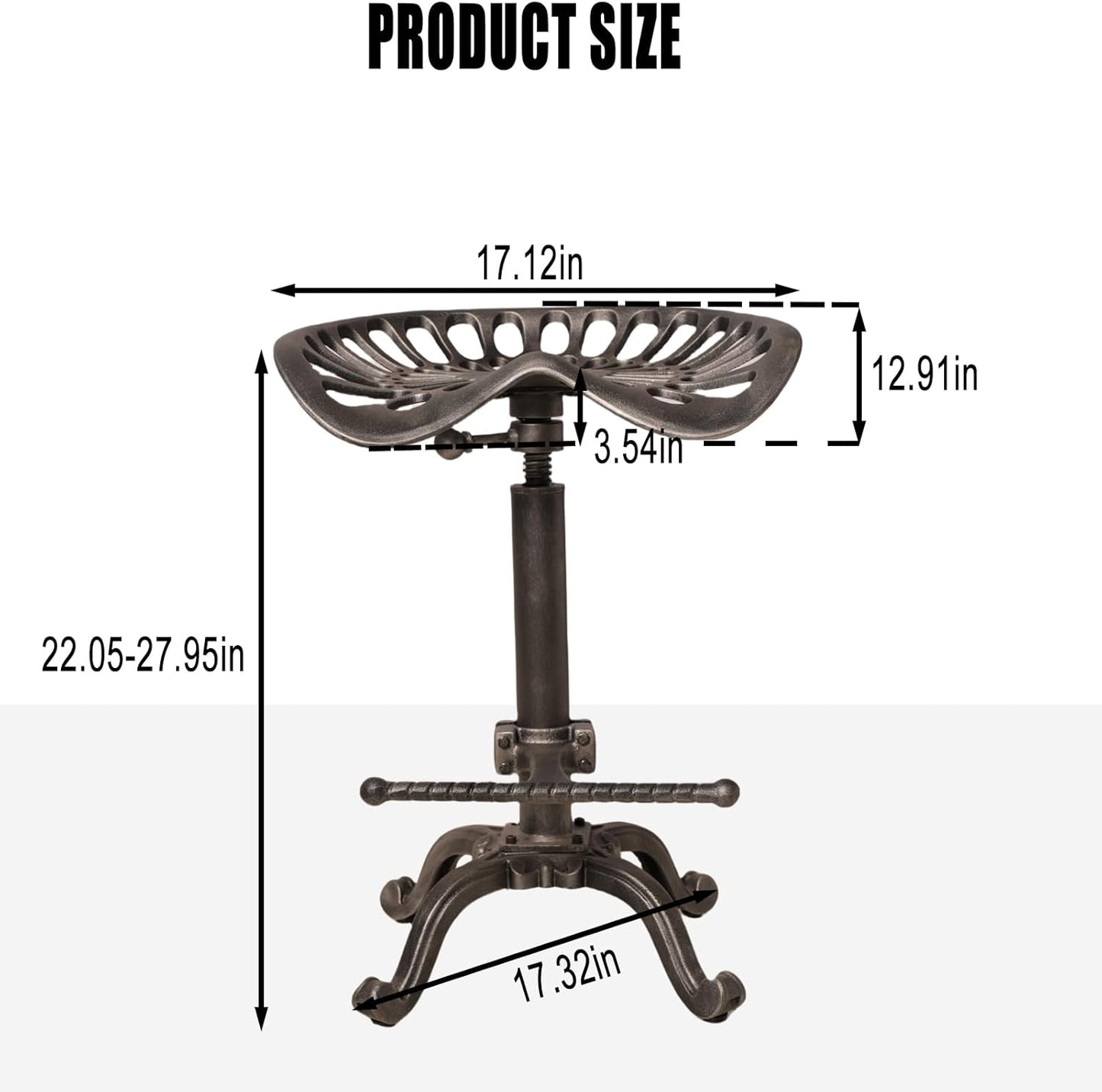 Industrial Tractor Seat Bar Stools Swivel Metal Seat Rustic Kitchen Dining Chairs Height Adjustable 20-27inch