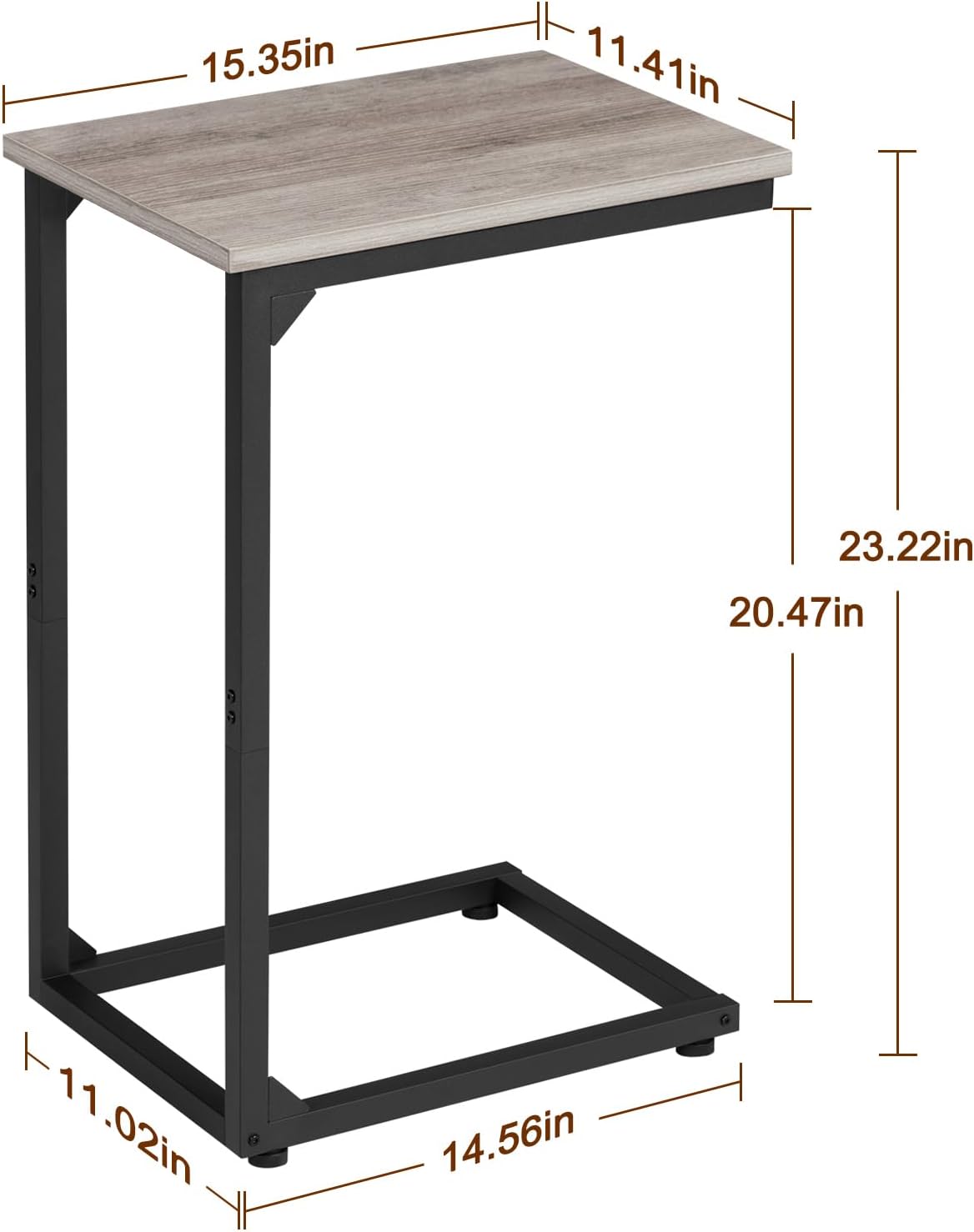 AMHANCIBLE C Shaped End Table Set of 2, Couch Tables That Slide Under, TV Tray Snack Table for Sofa, Small Side Table for Couch, Small Space, Living Room, Greige HET02CGY