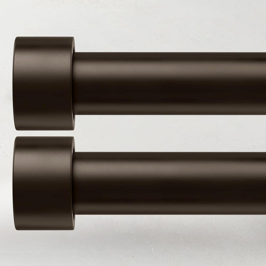 2 Pack Curtain Rods for Windows 72 to 144 Inch, 1 Inch Bronze Curtain Rods Set, Adjustable Heavy Duty Curtain Rod, Outdoor Curtain Rods for Patio Bedroom, Drapery Rods with End Cap, Size 32"- 150"