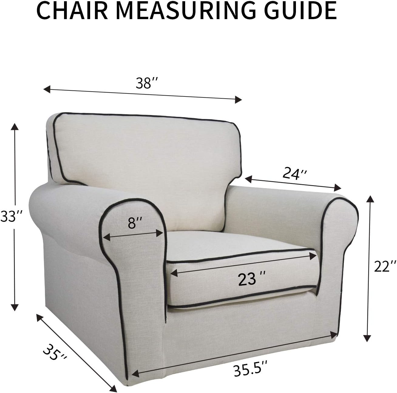 PureFit Reversible Sofa Cover Water Resistant Chair Couch Cover, Machine Washable Furniture Cover with Non-Slip Foam and Adjustable Strap for Dogs, Pets (Chair, Beige/Ivory)