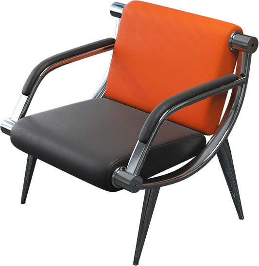 wonline Waiting Room Chair with Armrest PU Leather Office Furniture, Office Guest Seating Lobby Conference Reception Chairs for Airport Clinic Hospital Bank Salon Barber(Orange&Black)