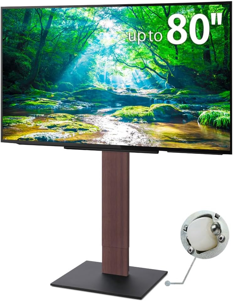 WALL V5 High Type | Minimalist Rolling TV Stand for 32–80 Inch | Walnut | Portable, Space Saving, Height Adjustable, No Drill | for Living Room and Bedroom | Japanese Design & Engineering