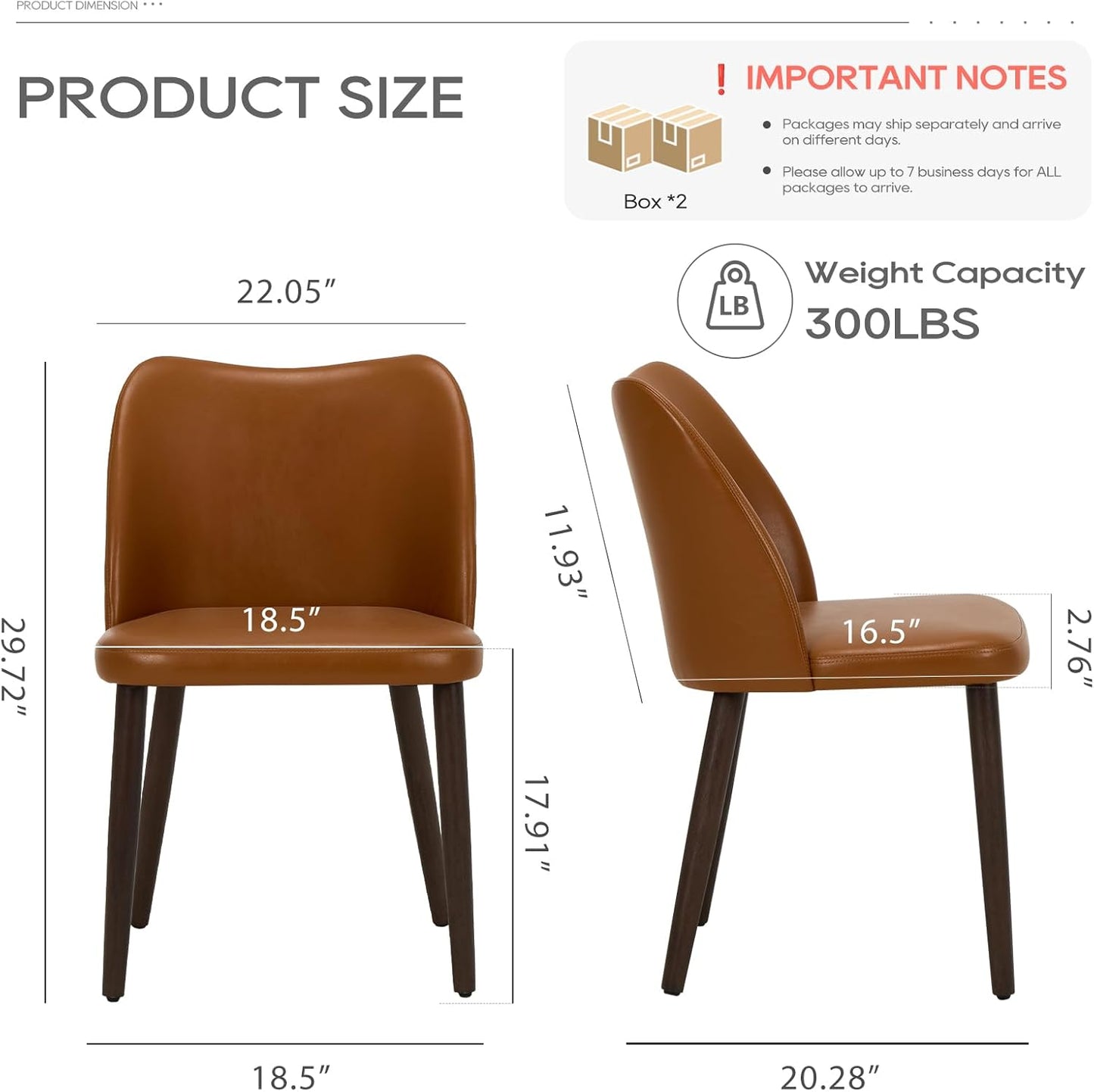 COLAMY Upholstered Dining Chairs Set of 4, Modern PU Leather Dining Room Kitchen Side Chair with Padded Seat and Wood Legs Restaurant/Cafe,Light Brown