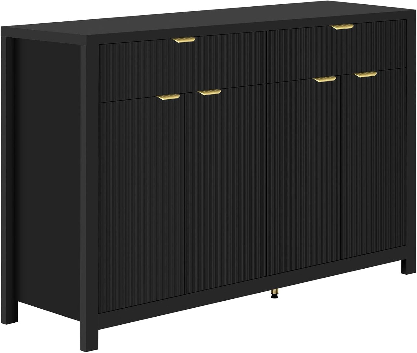 Merax Modern Wave-Pattern Sideboard Cabinet with 2 Drawers and 4 Doors,Buffet Cabinet,Aluminum Arc Handles,Scandinavian Style,Suitable for Entryway, Living Room,Foyer,Black