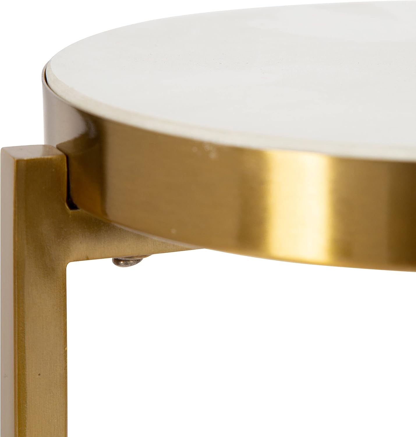 Kate and Laurel Aguilar Modern Drink Table, 9 x 9 x 23, White and Gold, Genuine Marble Accent Table for Small Spaces