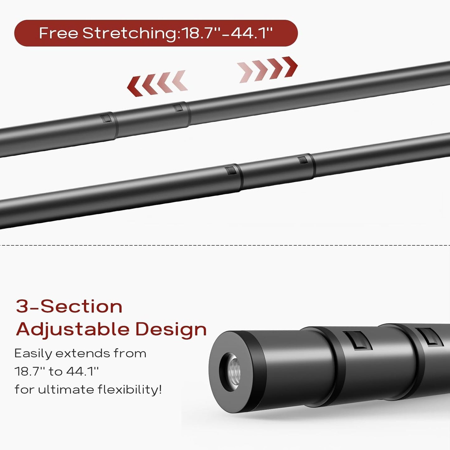 Bumusty 5-Tier Long Expandable Shoe Rack for Closet, 18"-44" Adjustable Shoe Rack for Entryway, 25-30 Pairs Large Shoe Organizer Shelf Storage, Sturdy Metal, Grey