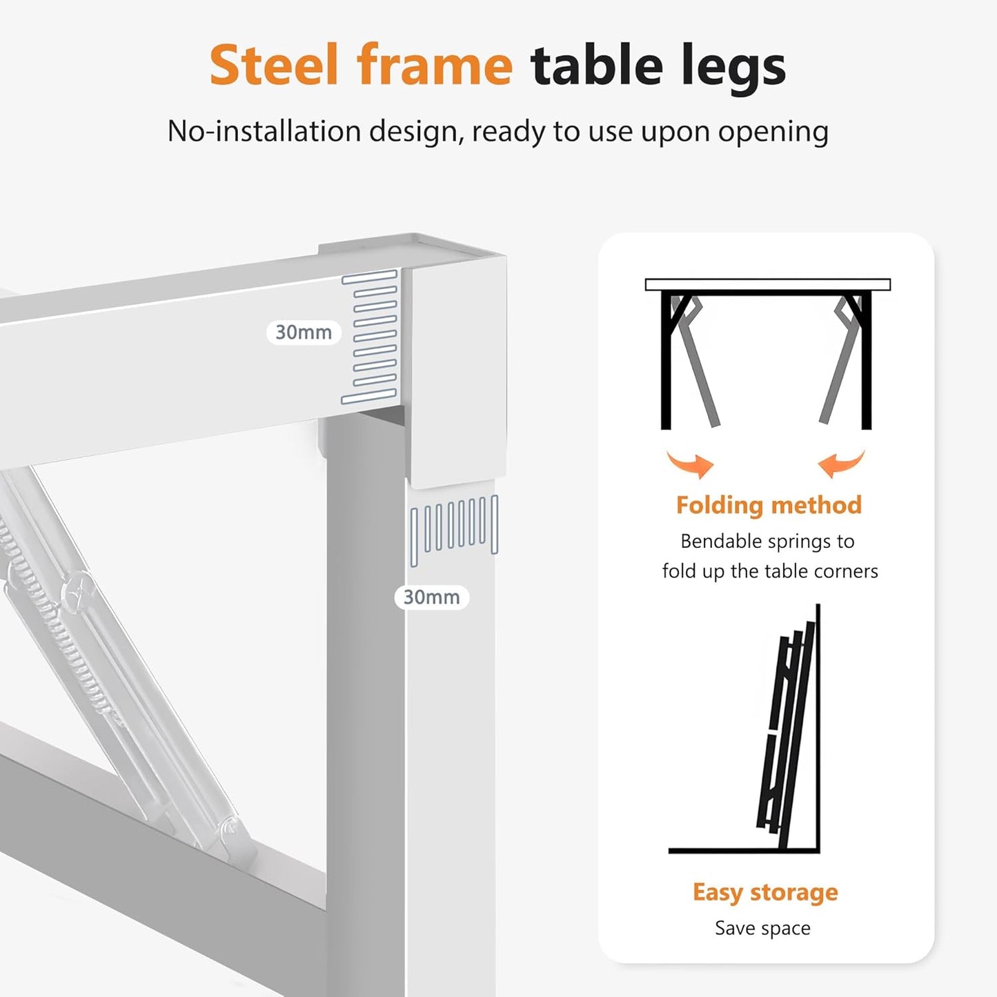 DlandHome Computer Desk 62 inches Office Desk Computer Table Study Writing Desk Workstation for Home Office Metal Frame Teak and White