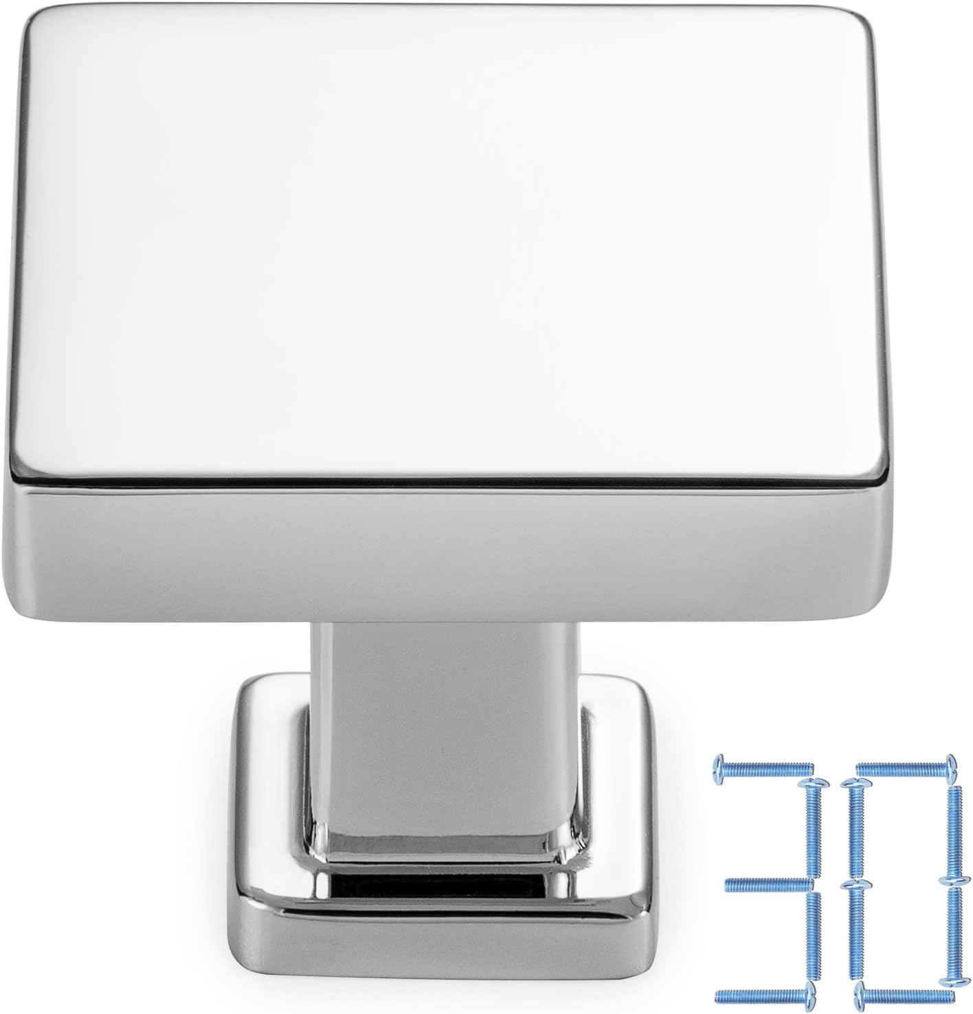 KOOFIZO 30 Pack Polished Chrome Cabinet Knobs Chrome Drawer Knobs K08 Square Single Hole Cabinet Pulls for Cabinets Drawer Dresser Cupboard Bedroom Closet Bathroom Vanity