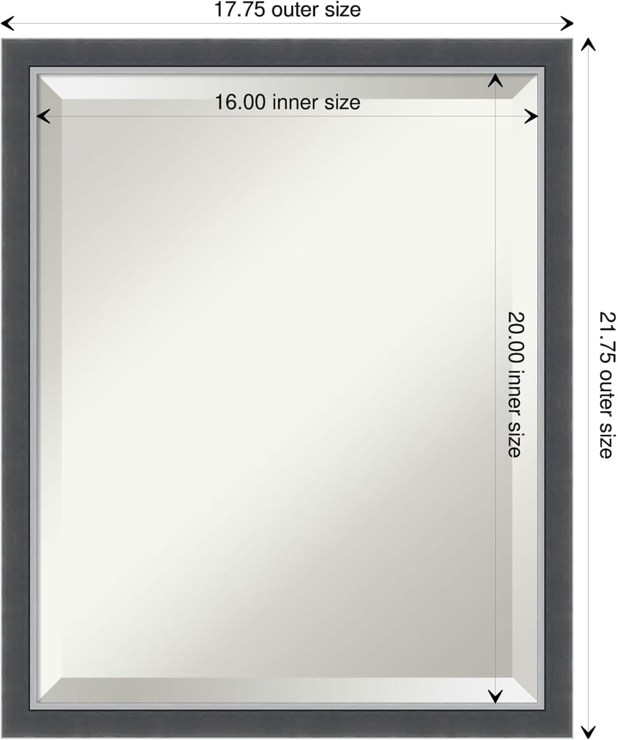 Amanti Art Black Bathroom Mirror for Over Sink, 22x18 Eva Black Silver Thin Rectangle Vanity Mirror, Small Modern Contemporary Frame, Hangs Horizonally and Vertically, Bathroom Wall Decor, Beveled