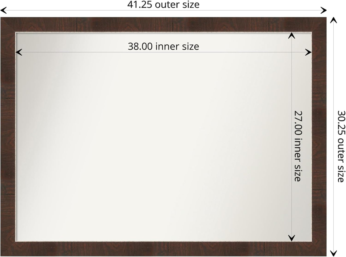Amanti Art Brown Bathroom Mirror for Over Sink, 32x43 Wildwood Brown Rectangle Vanity Mirror, X-Large Country Rustic Frame, Hangs Horizonally and Vertically, Bathroom Wall Decor, Non-Beveled Edge