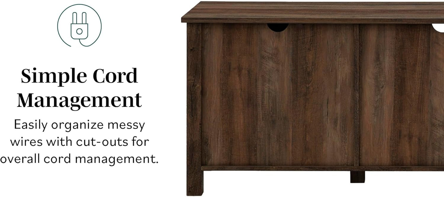 Walker Edison Portsmouth Classic 2 Glass Door TV Stand for TVs up to 80 Inches, 70 Inch, Dark Walnut