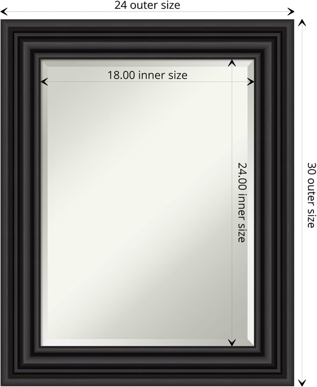Amanti Art Black Bathroom Mirror for Over Sink, 30x24 Colonial Black Rectangle Vanity Mirror, Medium Traditional Frame, Hangs Horizonally and Vertically, Bathroom Wall Decor, Beveled Edge