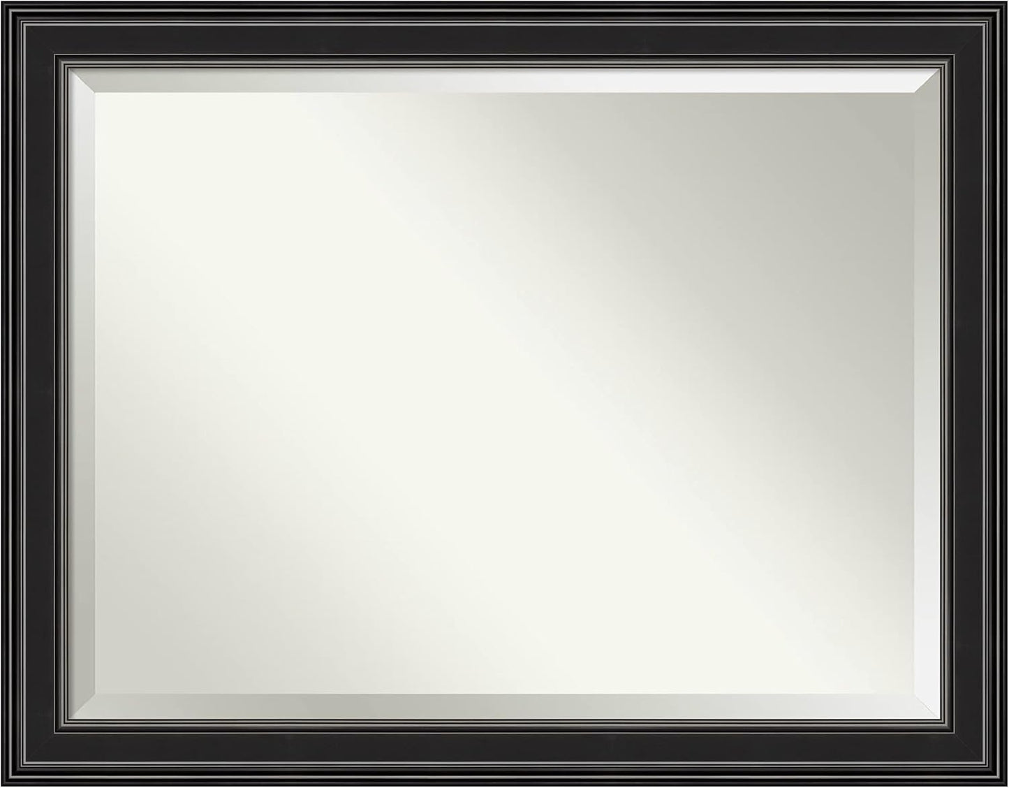 Amanti Art Black Bathroom Mirror for Over Sink, 36x46 Ridge Black Rectangle Vanity Mirror, X-Large Traditional Frame, Hangs Horizonally and Vertically, Bathroom Wall Decor, Beveled Edge