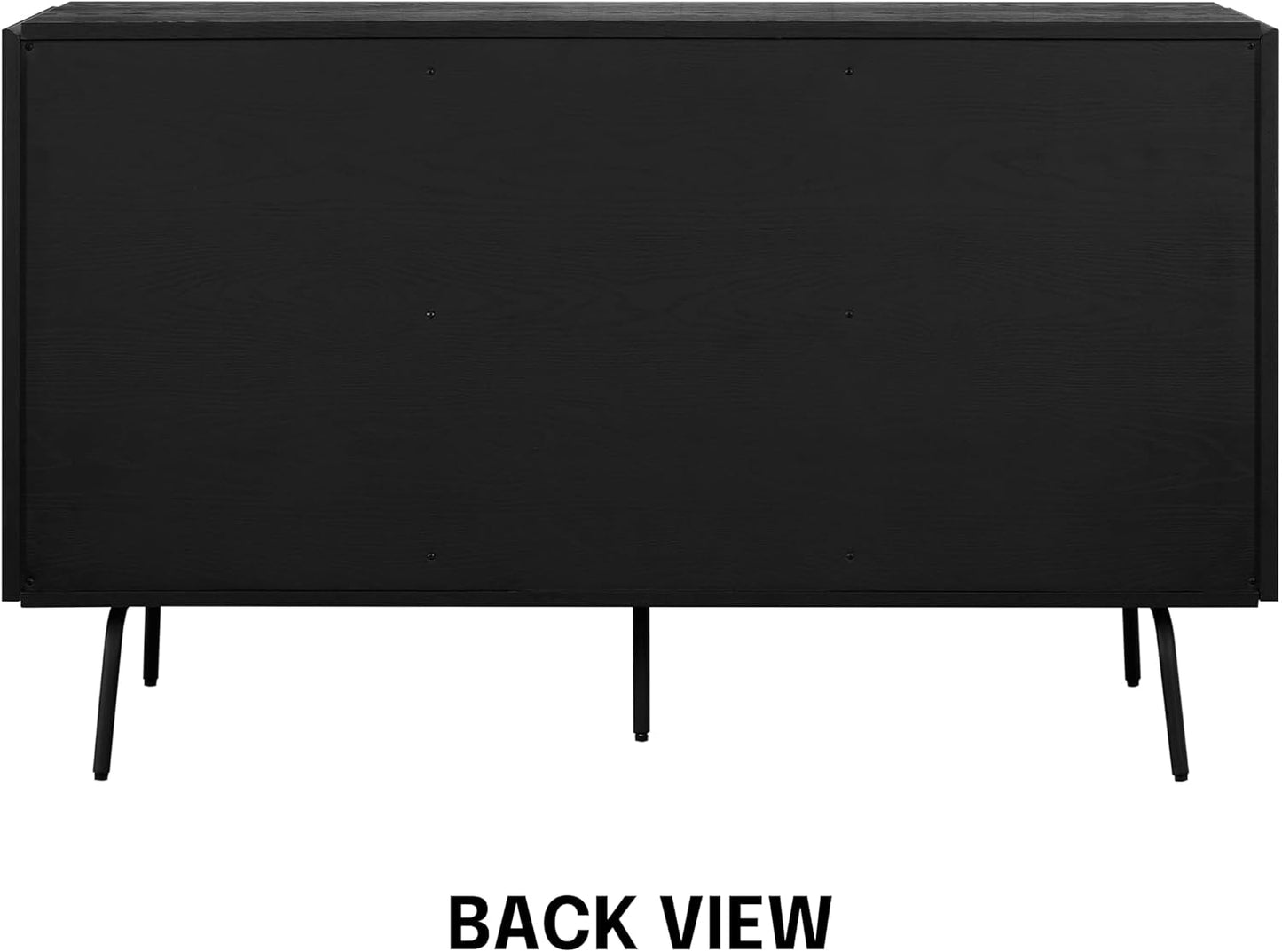 NTC Veil Sideboard with 2 Doors and 3 Drawers, Buffet Cabinet with Vertical Groove Design and Metal Legs, Storage Cabinet for Living Room, and Entryway, Effortless Assembly - Burnt Black