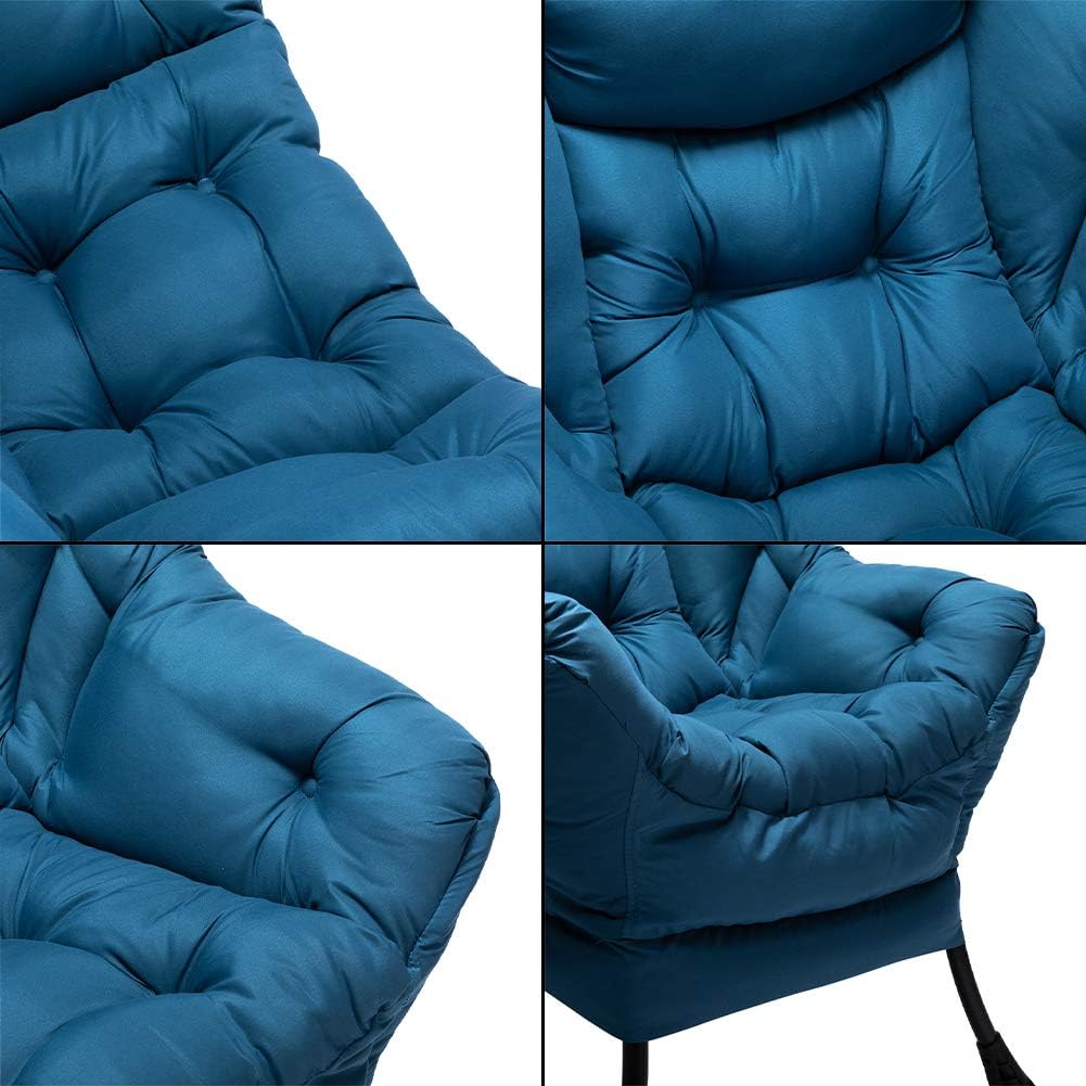 HollyHOME Modern Fabric Large Lazy Accent Chair, Oversized Comfy Reading Lounge Chair, Thick Padded Cozy With Armrest, Steel Frame Leisure Sofa for Living Room, Bedroom, Dorm, Navy Blue