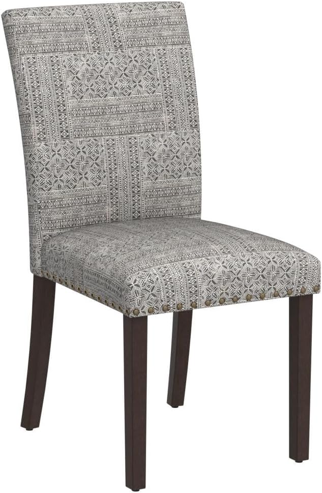 COLAMY Upholstered Parsons Dining Chairs Set of 4, Fabric Dining Room Kitchen Side Chair with Nailhead Trim and Wood Legs - Boho