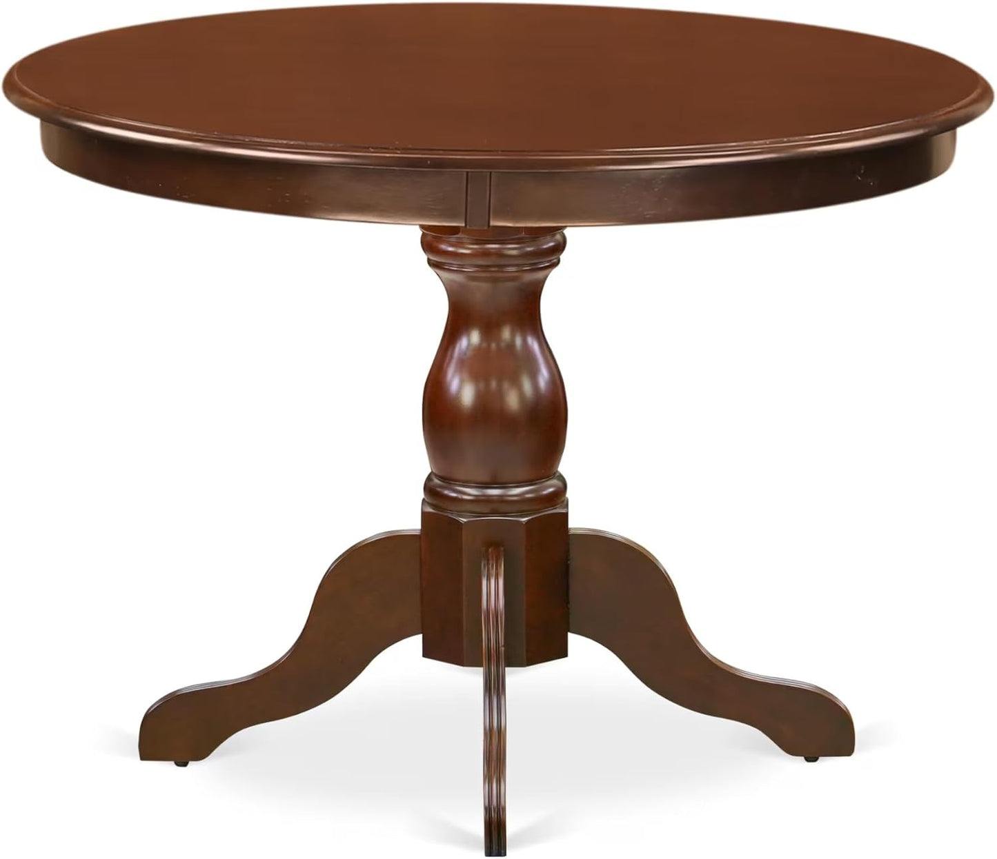East West Furniture HBCL3-MAH-W 3 Piece Dinette Set for Small Spaces Contains a Round Dining Table with Pedestal and 2 Dining Chairs, 42x42 Inch, Mahogany