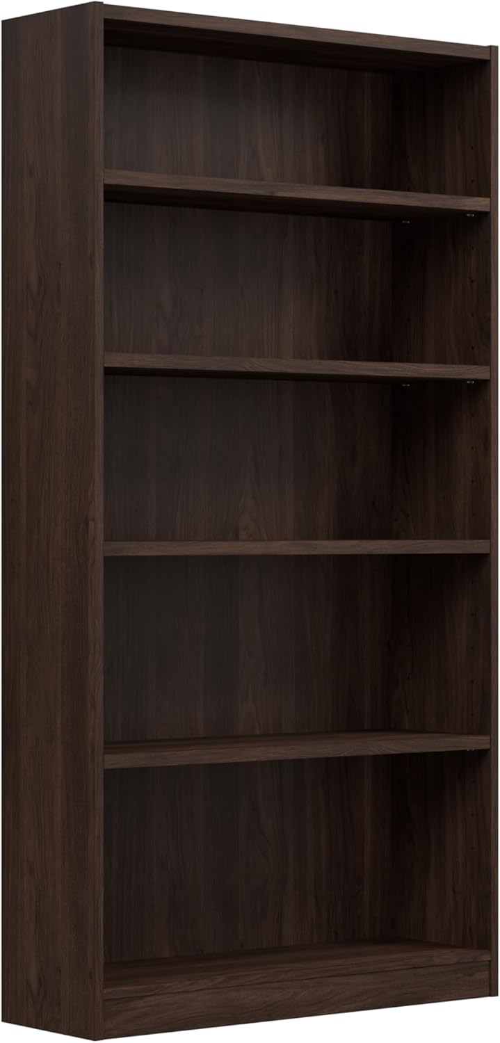 Bush Furniture Universal Tall 5 Shelf Bookcase in Black Walnut, Vertical Storage and Display Bookshelf for Home Office or Living Room Organization