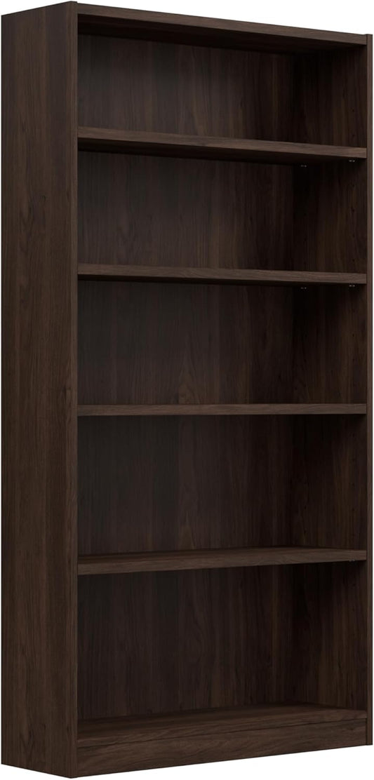 Bush Furniture Universal Tall 5 Shelf Bookcase in Black Walnut, Vertical Storage and Display Bookshelf for Home Office or Living Room Organization