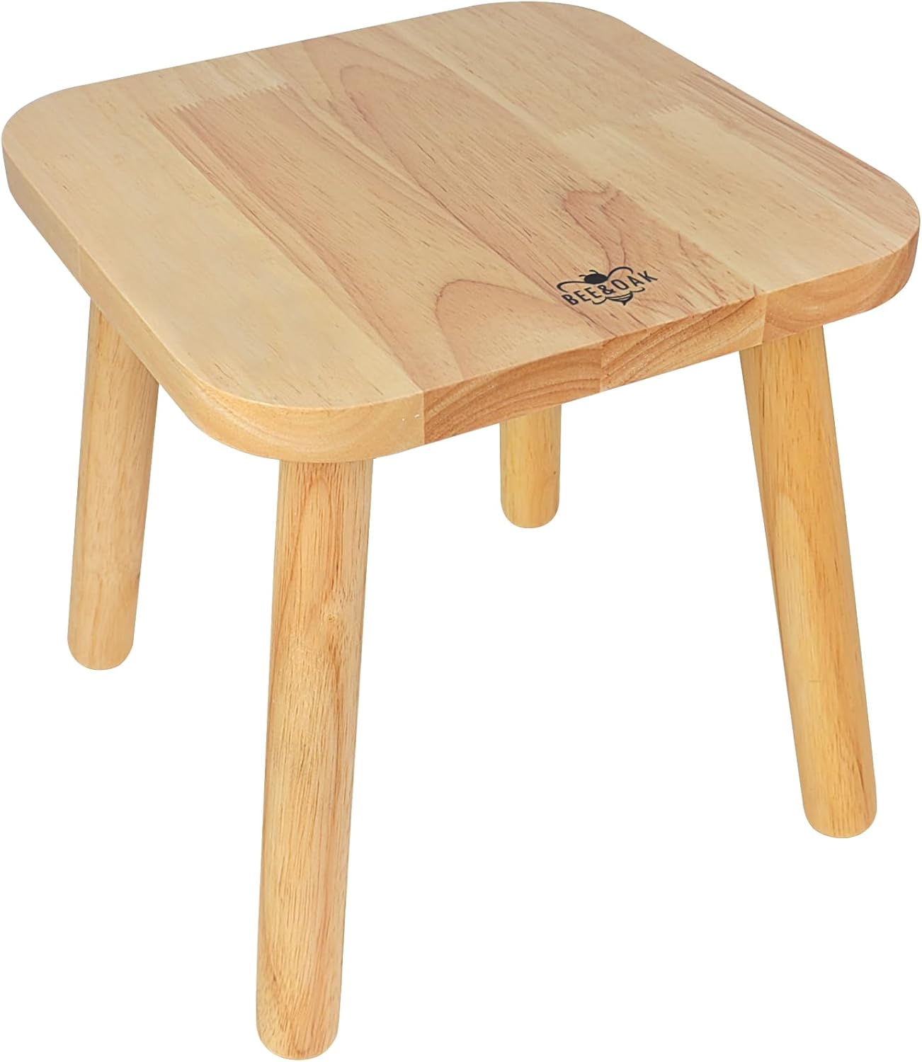 BEE&OAK Wooden Step Stools for Adults, Solid Rubber Wood Non-Slip Step Foot Stool, Heavy Duty 300 lbs One Step Stool for Bedroom, Bathroom, Kitchen,Outdoor (Natural, 11" (D) x 11"(W) x 11.8"(H))