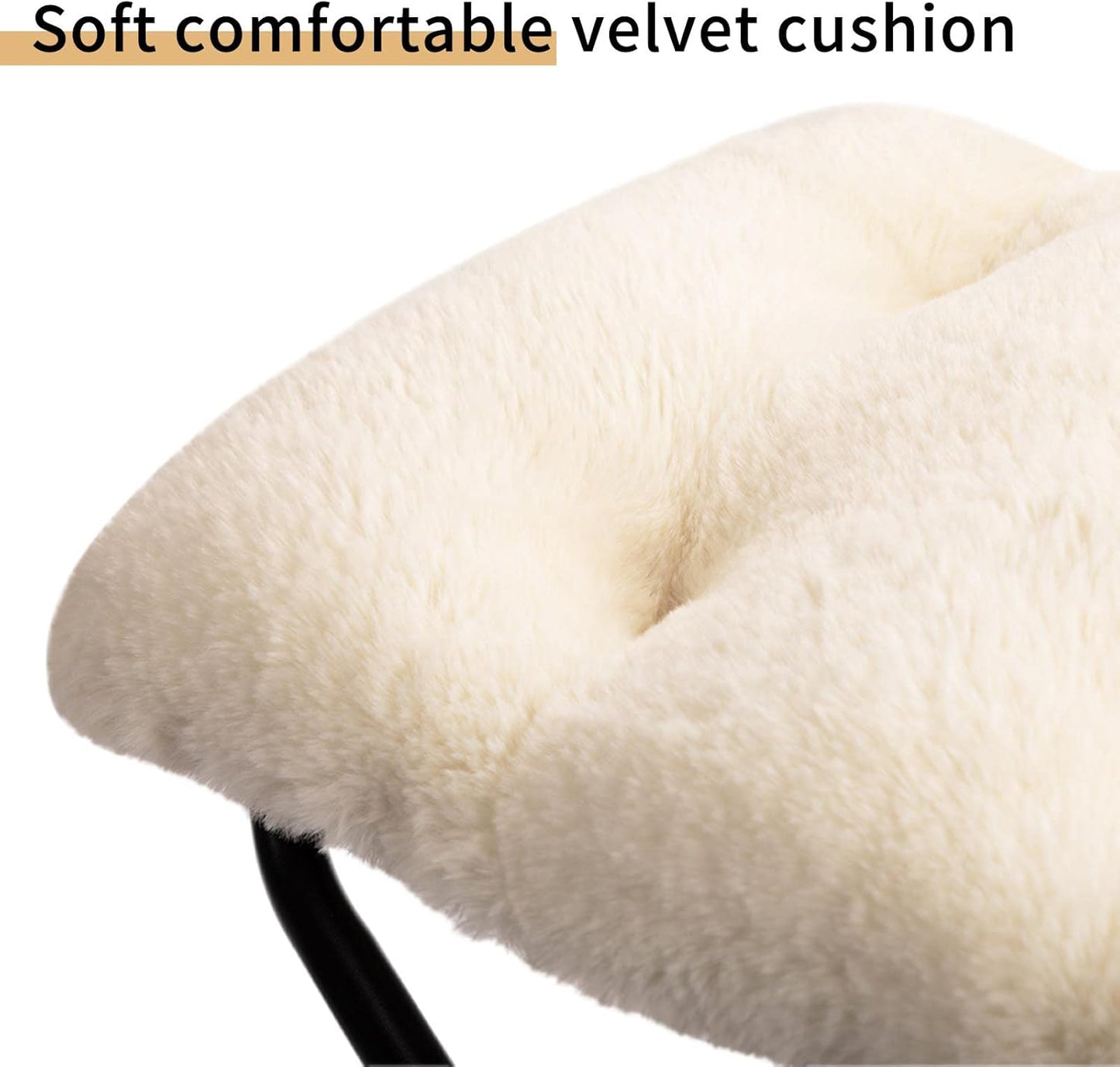 HollyHOME 15"(H) Folding Footrest Stool, Upholstered Small Foldable Ottoman, Accent Padded Sofa Foot Stool for Lazy Chair, Metal Frame Portable Foot Rest Ottoman for Home, Living Room, Bedroom, Beige