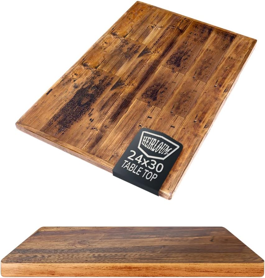 Reclaimed Wood Table Top - Rustic Recycled Wooden Piece Perfect for Signs, Counters, Kitchens, Dining and Coffee Table Tops (Straight Plank Table Top, 24" x 30")