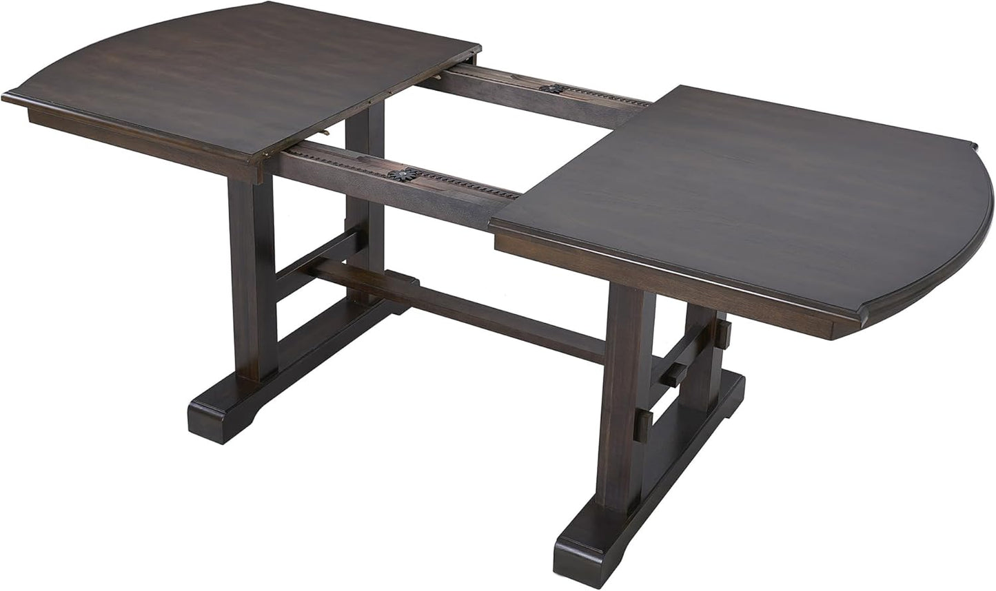 Ball & Cast 60"-78" Extendable Farmhouse Dining-Table for 6-8, Expandable Wooden Kitchen Table with 18" Removable Leaf, Large Retro H-Leg Dining Room Table for 4-8,Space Saving & Sturdy, Brown