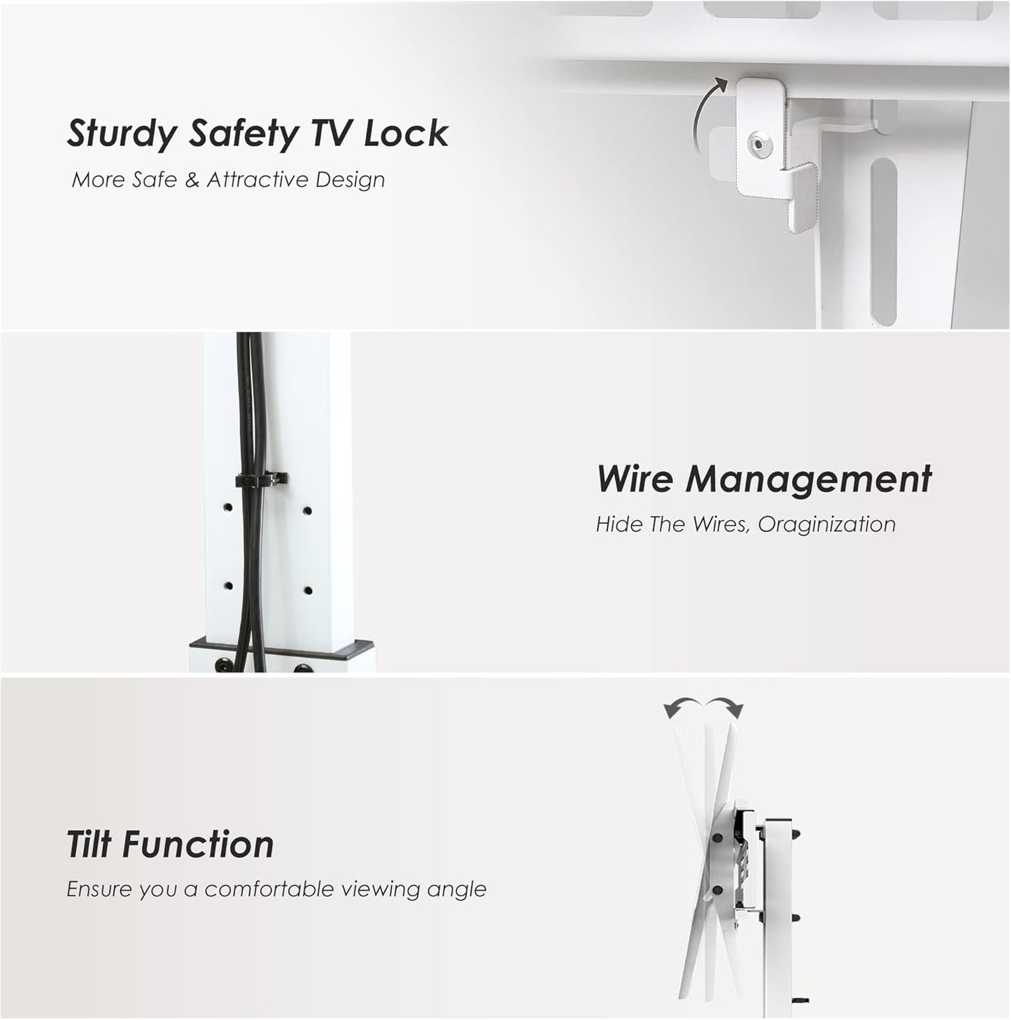 FITUEYES Iron Base Universal Floor TV Stand with Swivel Tilt, TV Mount Stand for 32-75 Inch Screens, Corner TV Stand with Height Adjustable Entertainment Shelves (White)
