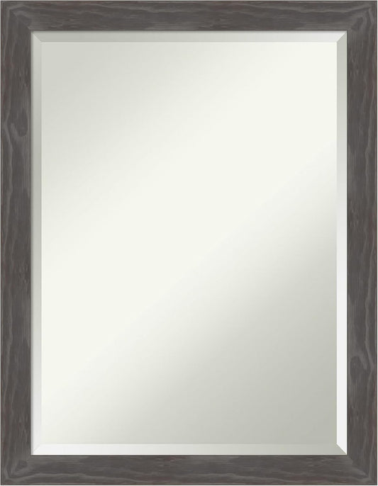 Amanti Art Grey Wall Mirror 27x21 Woodridge Rustic Grey Rectangle Bathroom Mirror for Wall Decor Living Room, Medium Country Rustic Wood Frame, Hangs Horizonally and Vertically, Bathroom Decor,
