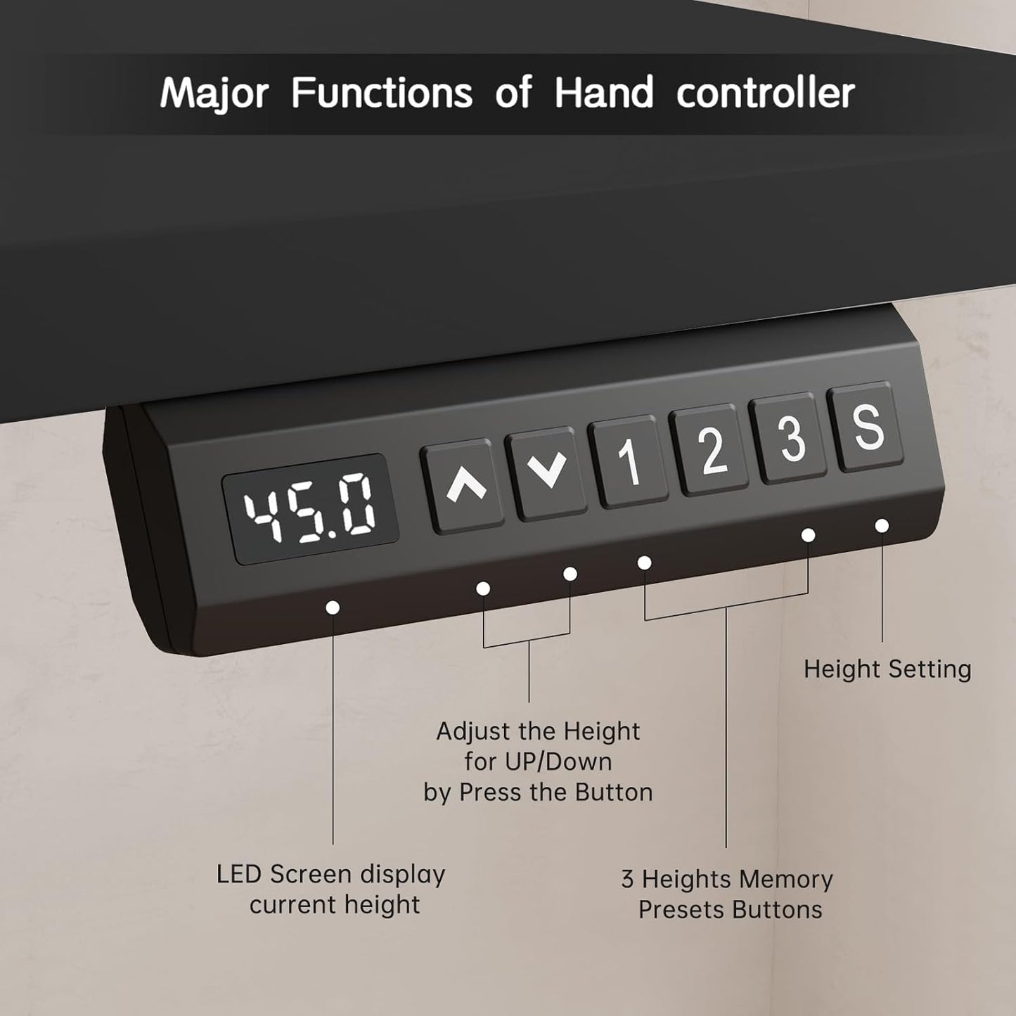 Dual Motor Standing Desk Frame, Electric Adjustable Legs with Memory Presets, Stand Up Desk Frame Workstation, with Cable Management Tray, Headphone Hook, Caster Wheels, for Home Office