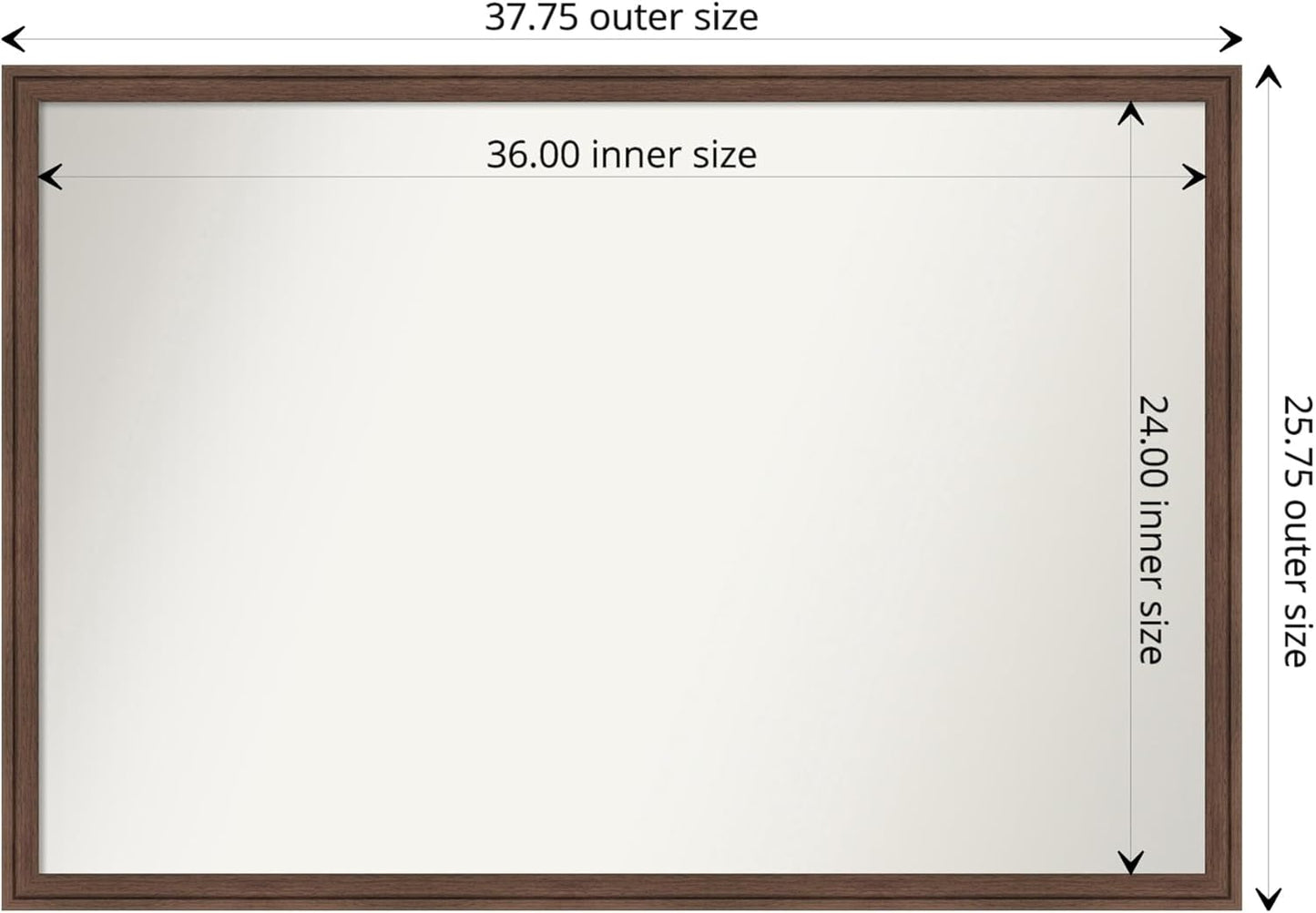 Amanti Art Brown Bathroom Mirror for Over Sink, 26x38 Florence Light Brown Rectangle Vanity Mirror, Large Casual Frame, Hangs Horizonally and Vertically, Bathroom Wall Decor, Non-Beveled Edge