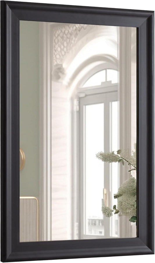CULER Black Wood Wall Mirror for Bathroom,Rectangle Rustic 24 x 36 inch Hanging VanityMirrors with Wooden Frame for Living Room,Bedroom,Entryway