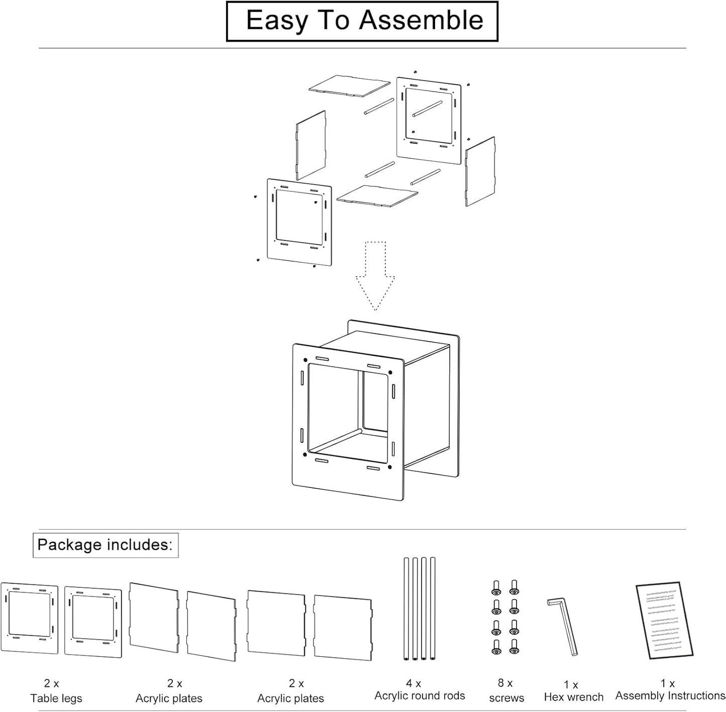Acrylic Nightstand, Side Table, Record Player Table, End Table with Open Storage Shelf for Living Room, Bedroom, Home, Office Reception (Orange)
