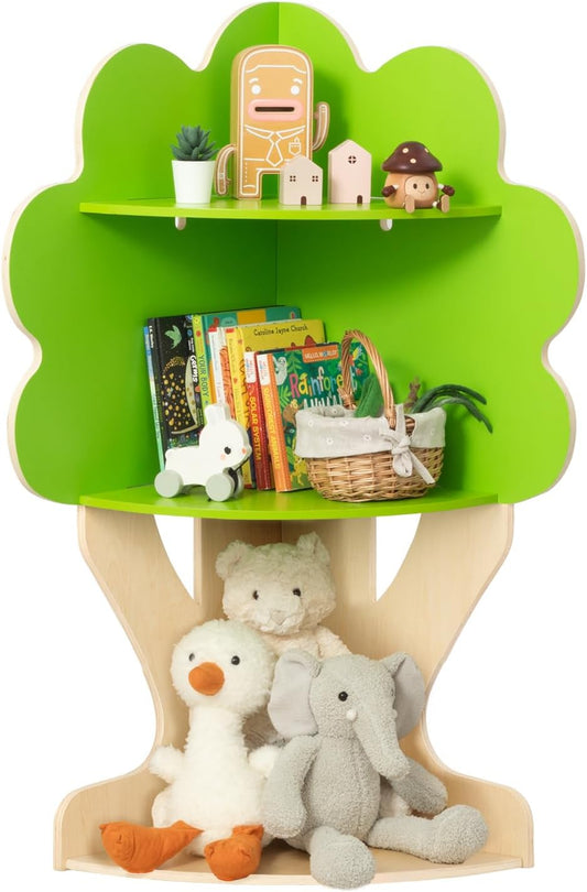 OOOK Tree Bookshelf for Kids Reading Nook, Corner Bookcase Toy Storage for Playroom, Classroom, Playroom, Nursery
