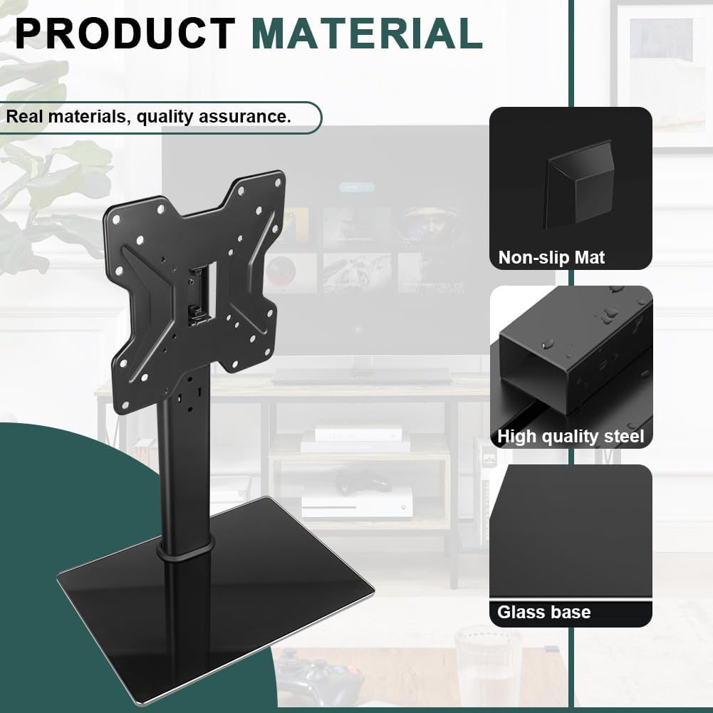 Universal TV Stand for 13"–43" TVs Swivel 4 Level Height Adjustable Table Top TV Mount Stand Holds up to 77lbs
