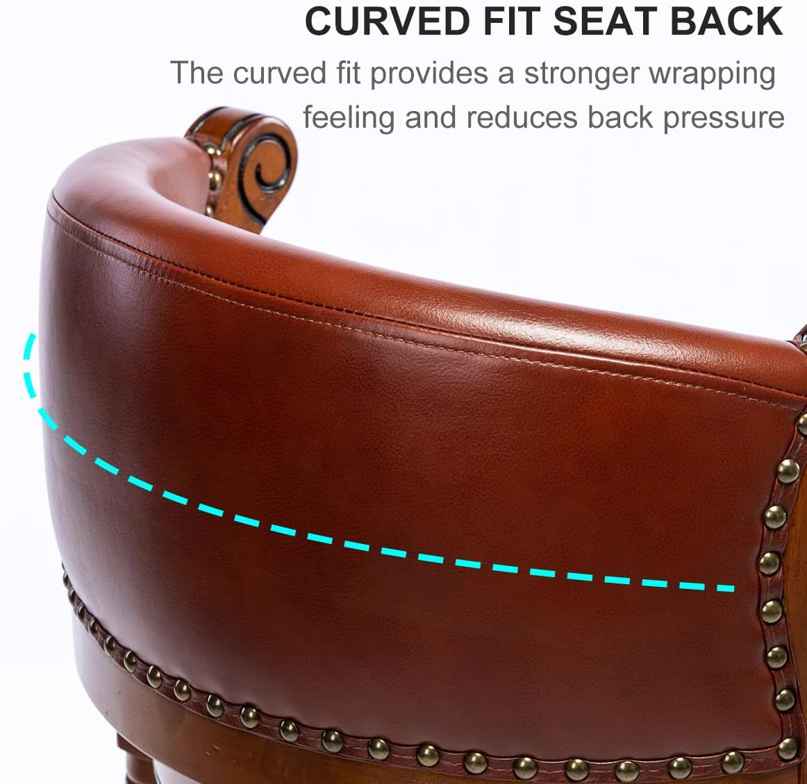 Cow top Leather Wooden Bar Stools, 29.5" Bar Height Bar Chair with Back, 180 Degrees Swivel Barstools Chair for Home Kitchen Counter,Dining Room, Restaurant,Study and Pub,1pc (Dark Blue)