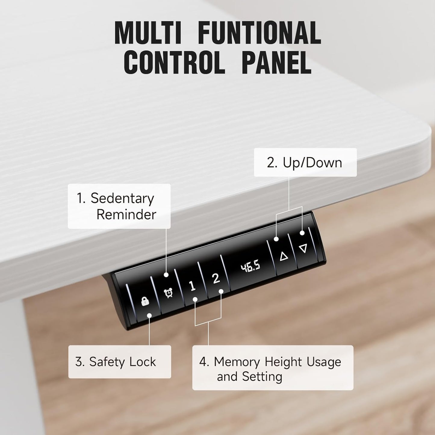 Veken 47.2 Inch Electric Standing Desk, Height Adjustable Sit Stand Up, Wood Desktop, Work Home Office Computer PC Desks, Gaming Writing Study Bedroom Rising Table, Tall Standup Workstation, White